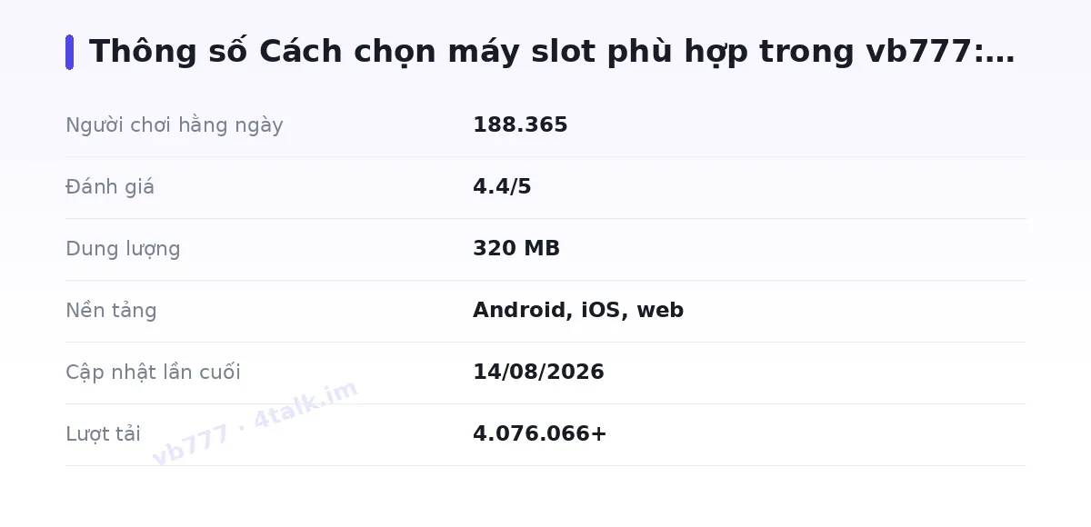 Bảng thông số vb777
