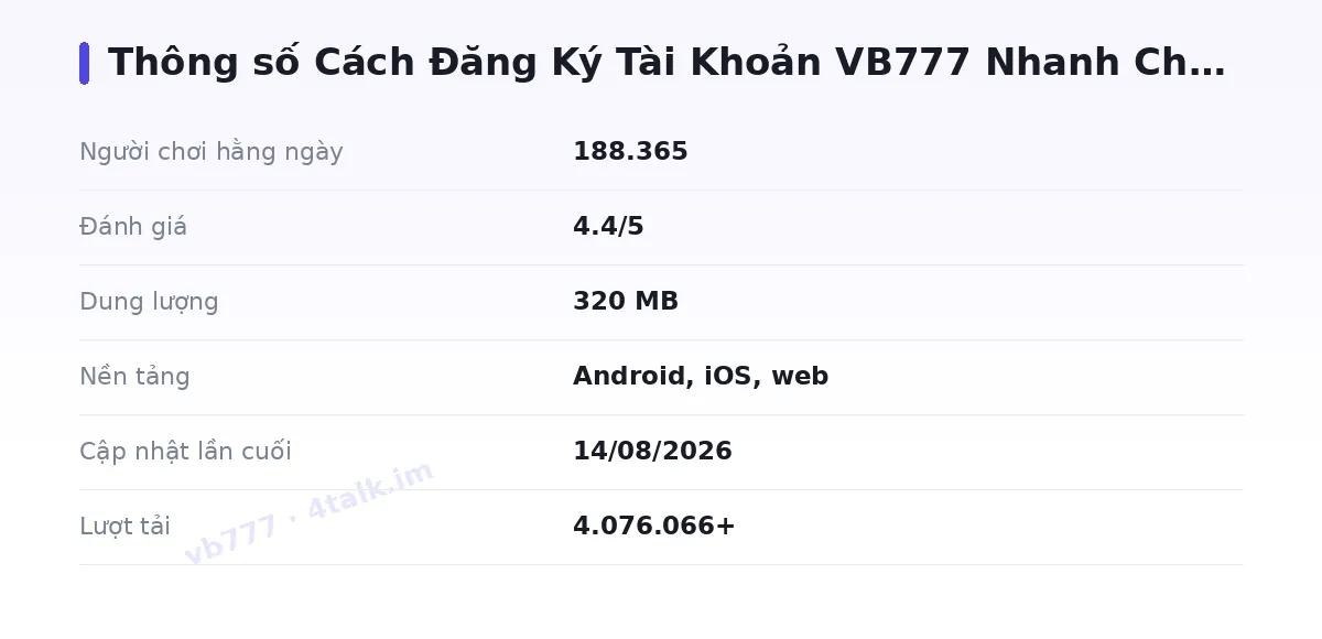 Bảng thông số vb777