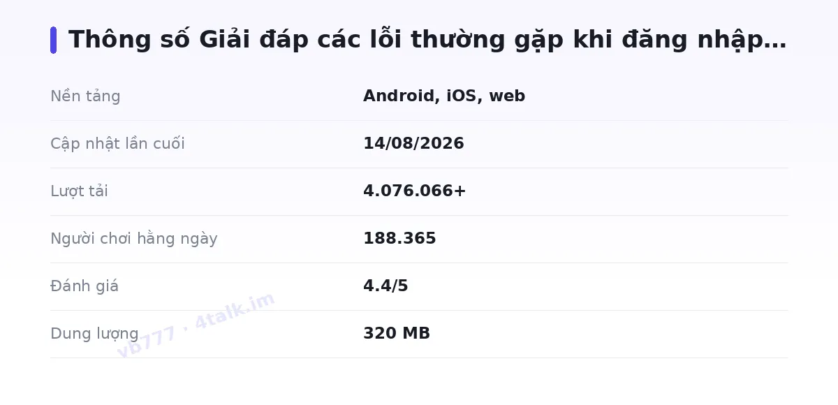 Bảng thông số vb777