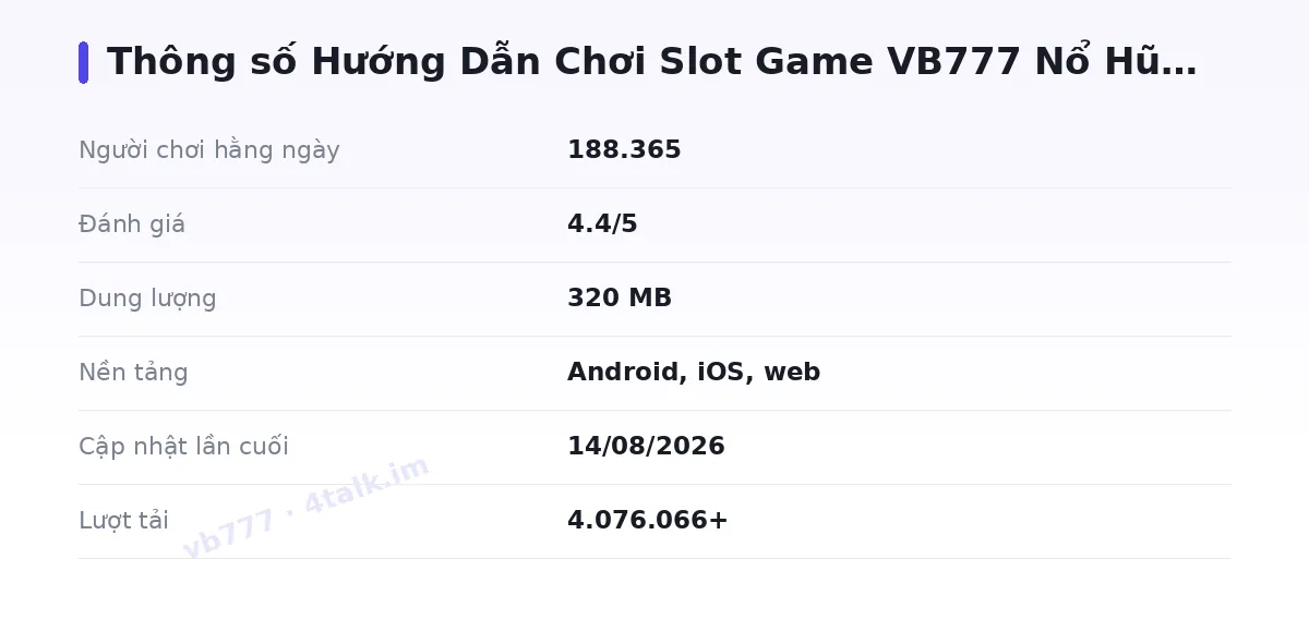 Bảng thông số vb777