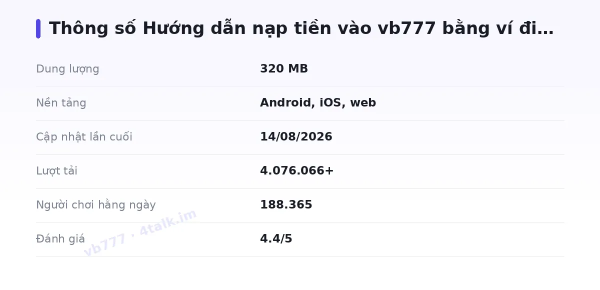 Bảng thông số vb777