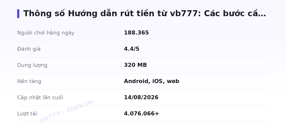 Bảng thông số vb777