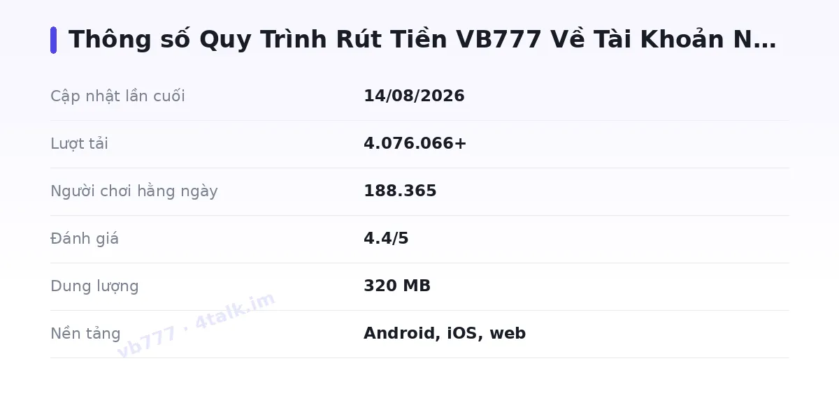 Bảng thông số vb777